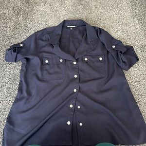 Karl Lagerfeld — Navy blue women’s button down blouse size XL — fits like US 16